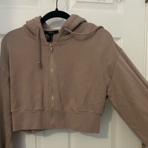 tan cropped zip up